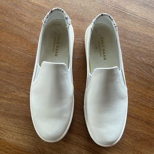 Cole Haan White Faux Leather Slip On Sneakers - Vans like - size 7.5